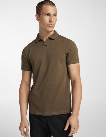 Organic cotton open-collar polo